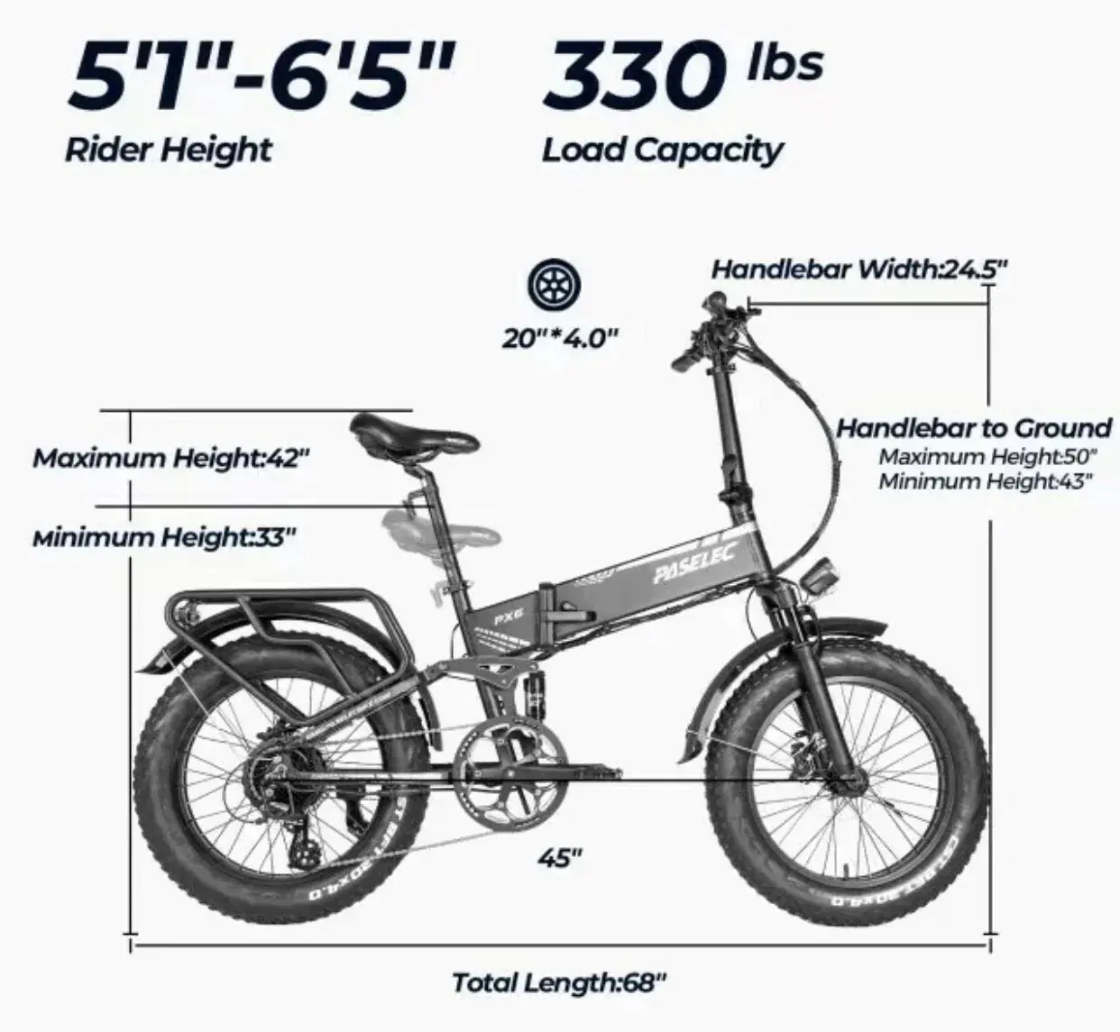 Paselec PX6 PRO Original Folding E-bike - Image 5