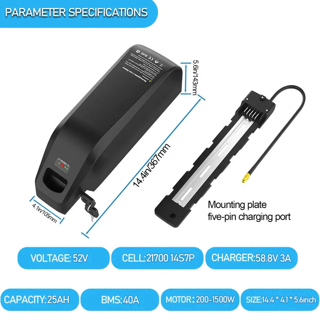 UK stock 52V25Ah ebike battery LG21700 A grade cell 40a BMS support 2000W - Image 5